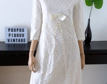 robe vintage mariée MODE DE PARIS dentelle taille 38 - uk 10- us 6