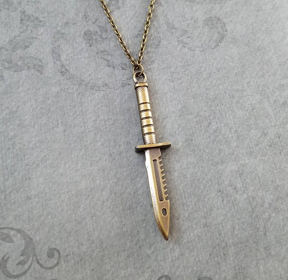 Knife Necklace Dagger Necklace Combat Knife Charm Necklace