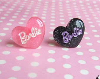 Barbie Heart Ring - Available in Either Pastel Pink or Black and Lilac