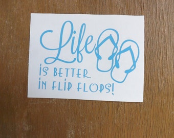 Life is Better in Flip Flops Peace sign decal, Vinyl Decals, flip flops,car decal, yeti decal, laptop decal, window decal, tumbler decals,