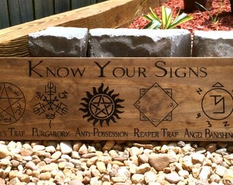 Supernatural Sign, Winchester, Know your signs, Wood Sign