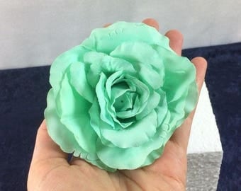 1 Big Mint Green Rose Silk Rose Silk Flowers Clip Artificial Flowers Scrapbooking Flower Embellishments Craft Flowers