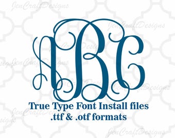 Vine Interlocking Monogram Font in True Type format .TTF & .OTF Installable Font for Cricut, Design Space, Microsoft Word and more