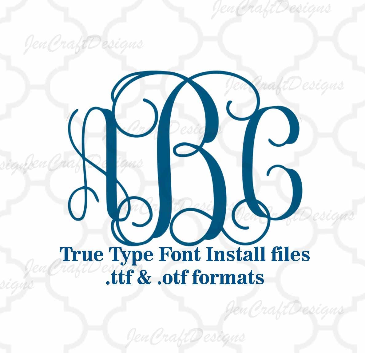 Vine Interlocking Monogram Font in True Type format .TTF & .OTF Installable Font for Cricut ...