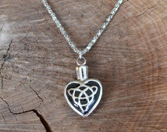 bottle necklace, snuff necklace, perfume Bottle Necklace, Perfume Oil Bottle, fillable, cremated ash, essential oil, celtic knot (738)