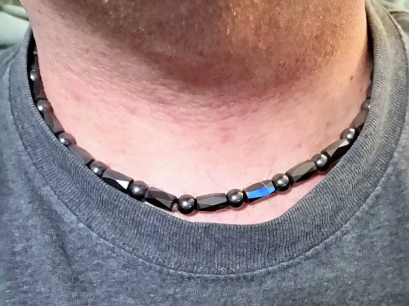 Mens Hematite Stretch Necklace Therapeutic High