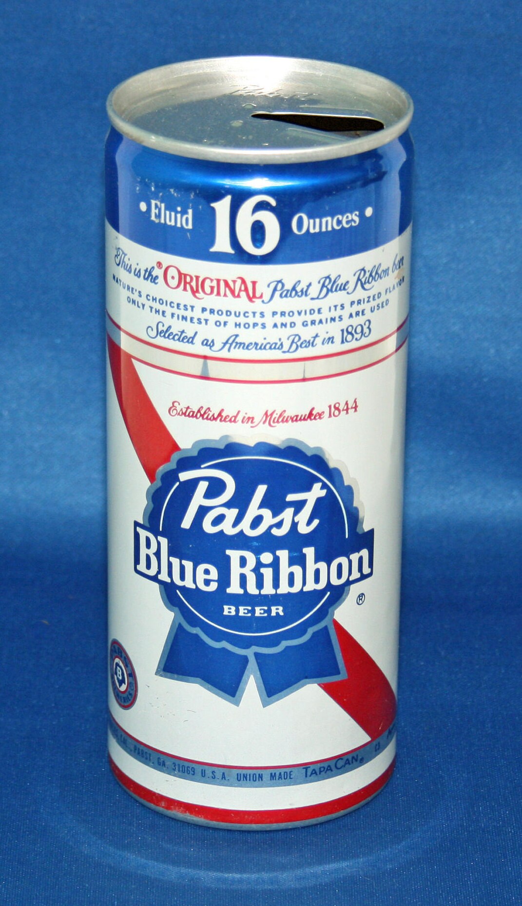 Vintage Pabst Blue Ribbon Beer Tapa Can Pull Tab Aluminum 1 Pint 16 Oz
