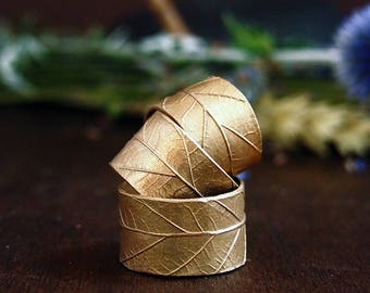Ring Leaf "Mirabelle" / Bronze clay / Art Clay / Metal Clay / Nature chic