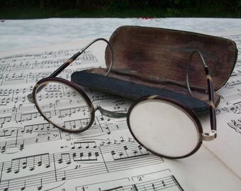 Eyeglasses//Antique Eyeglasses//Round Eyeglasses/Tortoise Eyeglasses//John Lennon Glasses//Scroll Bridged//Antique French Round Eyeglasses