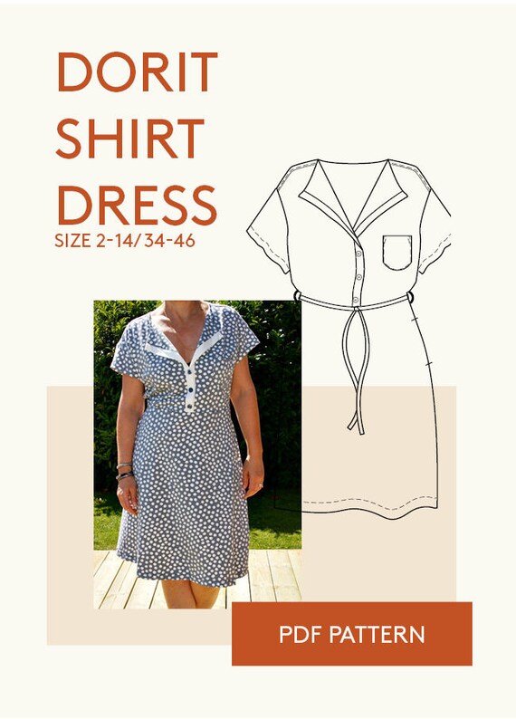 Shirt dress PDF sewing pattern/Button front shirt dress