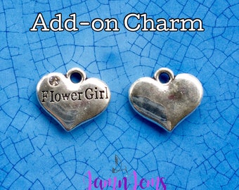 Flower Girl Charm, Flowergirl gifts, Accent Charms, Bridal Party Gifts, Silver Charm, DIY Wedding, Bouquet Charms, Be my Flowergirl