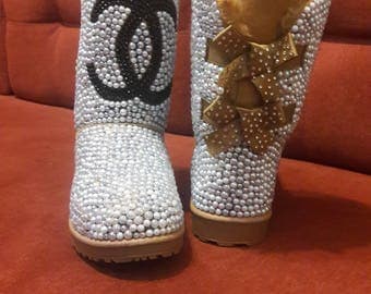 chanel uggs with pearls
