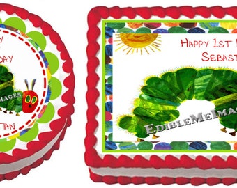 VERY HUNGRY CATERPILLAR Birthday Party Edible Image Cake Topper Cupcake Personalized Custom Made
