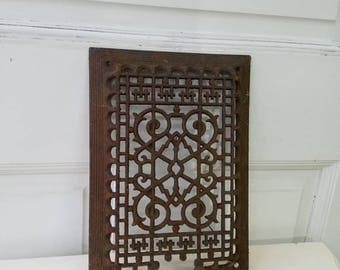 Antique Vent Cover, Vintage Cast Iron Grate, Register Cover, Victorian Style Ornate Register, Architecture Salvage, Floor Grate