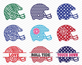 Football Helmet Chevron Zebra svg Monogram Frame DXF SVG EPS rugby Cricut Design, Silhouette studio, Sure Cuts A Lot, Makes the Cut, instant
