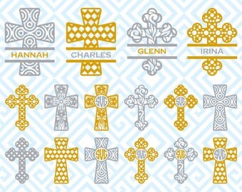 Christian Cross Monogram, Digital Cuting Files, Svg Files for Silhouette, Cricut, Christian Cross SVG, 42luna