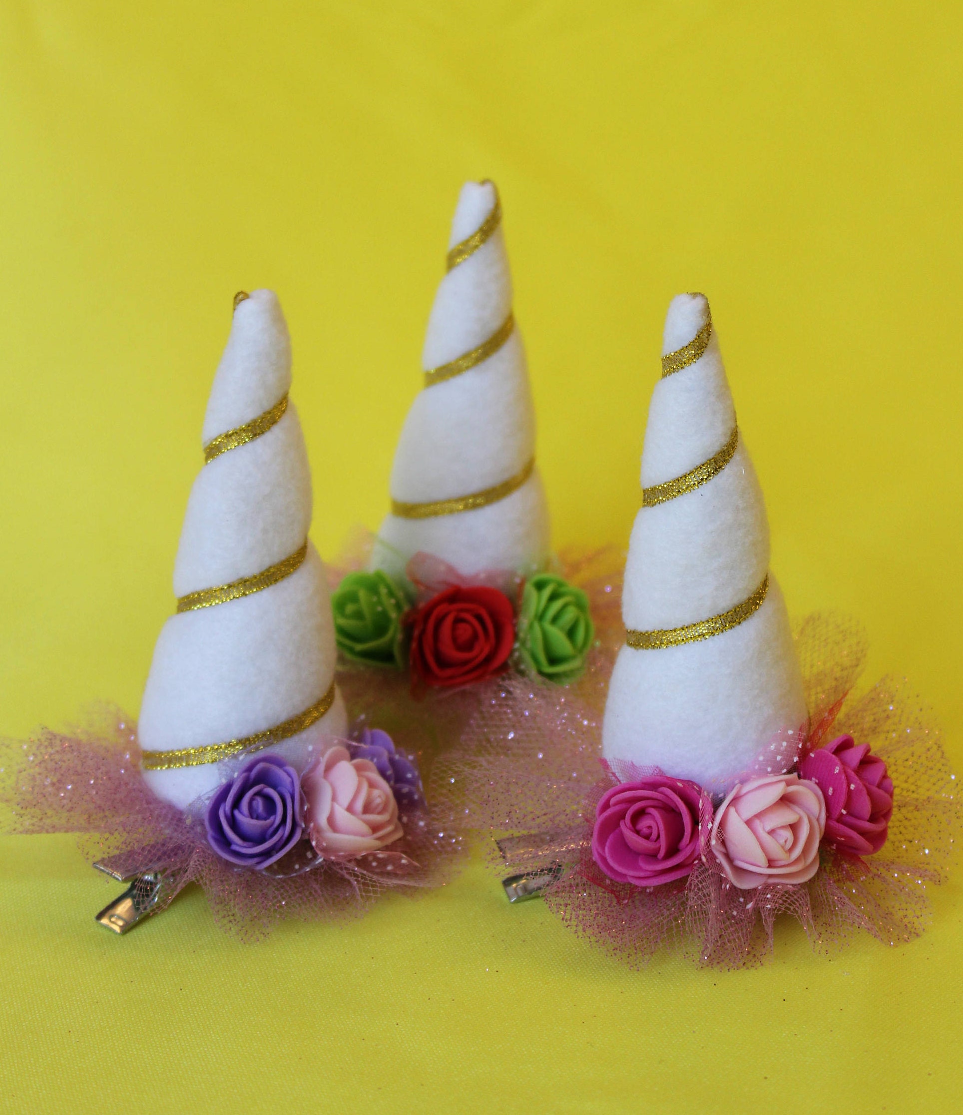 Unicorn Hair Clip Accessory Rainbow Color Glitter Birthday