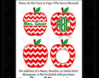 Teacher SVG file- Monogram School SVG cut file- Back to School Svg- Chevron Split Apple Monogram SVG- Cricut Teacher- Dxf Silhouette Iron on