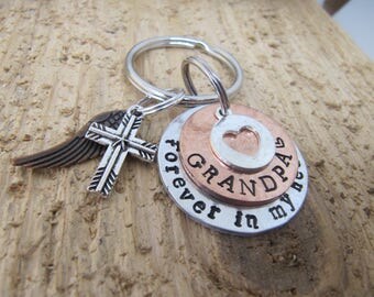 Memorial key chain,Grandpa memorial, Memorial for Grandpa, loss of loved one,death of Grandpa,Sympathy gift,keepsake jewelry
