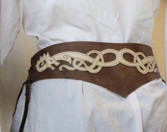 thumbnail image 2 of Joukavor Medieval Leather Corset Belt Renaissance Waist Cincher For 2 of 14