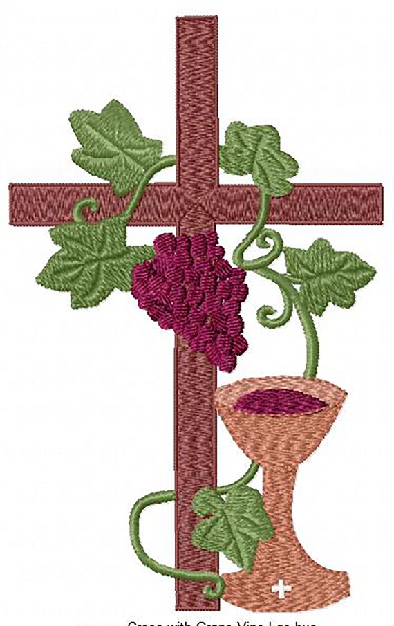 Cross with grapevine machine embroidery design 3 sizes for Cross with grapevine machine embroidery design 3 sizes for