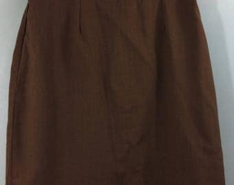 Vintage brown belted short fitted skirt UK 8/10