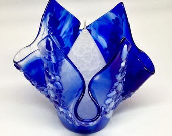 Blue and White Candleholder or Vase