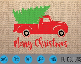 SALE! Christmas Tree Truck, Old Truck, Vintage, Antique, SVG, Cricut, Silhouette, Christmas, Tree, Truck, Design, File