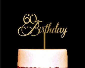 60th Birthday Cake Topper, 60th Birthday Decoration, Customize Age Birthday Cake Toppers, 60 Cake Topper, Gold Birthday Cake Topper