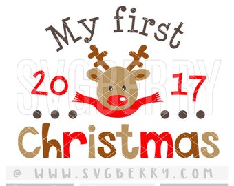 My First Christmas SVG 1st Christmas Ornament Reindeer Baby Shower Gift Newborn Baby Deer Antler Head Svg / Hunting Buck Doe / Cut Files /Aw