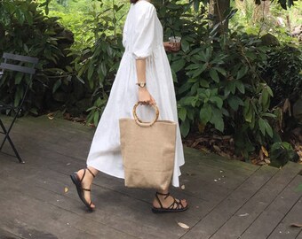 Cotton 100% organic wrap summer dress - Wrap cotton Dress-Natural Linen Dress - Summer Dress-Long Linen Dress