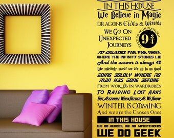 In This House Wall Decal Custom Wall Decal We Do Geek Vinyl We Believe In Magic Sticker Harry Potter Lord Of The Rings GoT Custom Typography