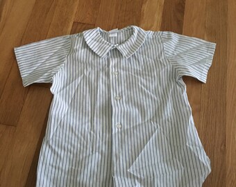 1960's white & blue striped collared shirt - size 4t