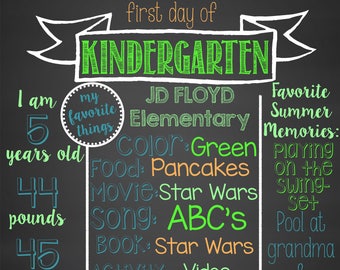 first day of kindergarten chalkboard
