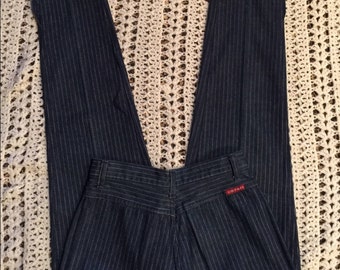 Women's High Waist Pin Stripe Cropped jeans Rare Vintage 80's Cristina's Jeans