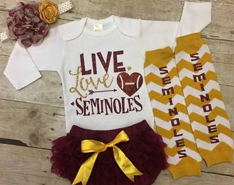 Florida State Seminoles, FSU baby, Seminoles baby outfit, Noles baby, florida state baby outfit, fsu baby outfit, fsu baby girl