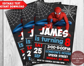 Editable Spiderman Birthday Invitation 4