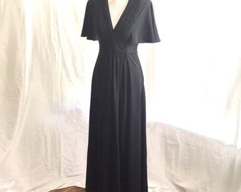 1970's black maxi dress by Jody T of California