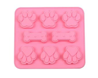 Dog Bone and Paw Print Mold Silicone Pet Feet Shaped 3D for Cake Chocolate Fondant Candy Jelly Sugar Craft Sugarcraft Tools DIY Ice Cube