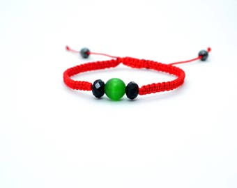Evil eye bracelet Green cat eye bracelet Gemstone amulet Spiritual bracelet Protection gemstone Chakra bracelet Macrame bracelet Ideal gift