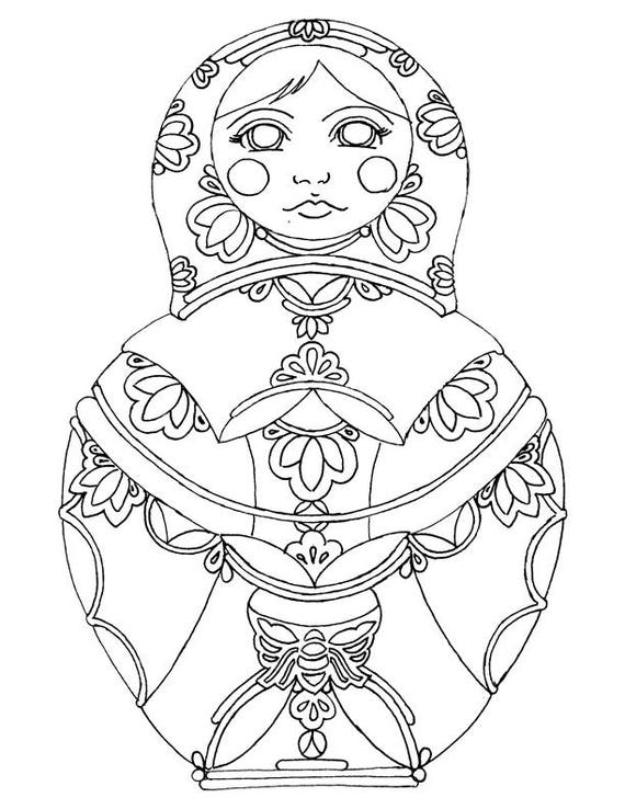 Matryoshka Doll Fine Art Therapy Coloring Page Adult Coloring