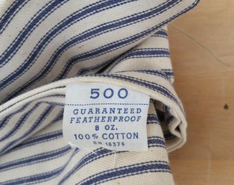 Vintage Ticking Pillowcases Fabric Dark navy off white cotton