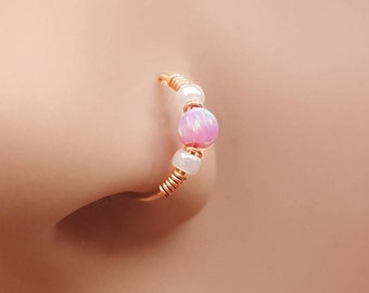 Opal Nose Ring,Nose Ring,nose hoop,nose ring 22g,tiny nostril ring,thin nose ring,nose hoop jewelry,nose ring jewelry, 24g nose ring ,22g