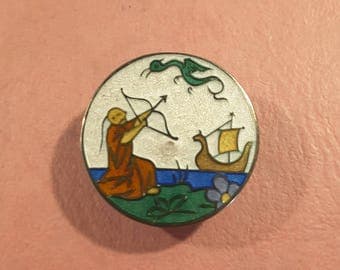 Antique button enamel on silver, early 1900's