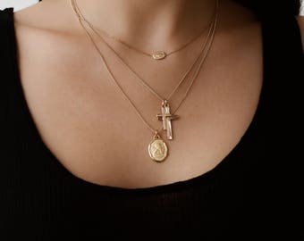 Angel Medallion Necklace - Angel Necklace - Medallion Necklace - Coin Necklace Gold - Layering Necklace - Gold Necklace