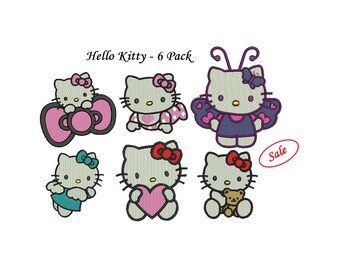 Hello Kitty Embroidery Design - set of 6 designs instant download