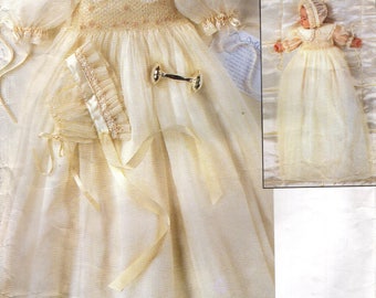 Vogue 1755 Smocked Infant Christening Dress Bonnet STRASBURG HEIRLOOM COLLECTION  ©1996 Includes Transfer