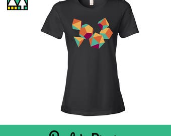 Colorful Dungeons and Dragons Ladies Shirt, Geeky Shirt, DnD Shirt, d20 Shirt, Dungeon Master Gift, D&D Dice Shirt, RPG Gaming Shirt