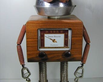 PILOTUNER Found Object Robot Sculpture Assemblage