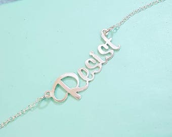 Resist Necklace Resistance - Custom Name Necklace - Personalized Sterling Silver